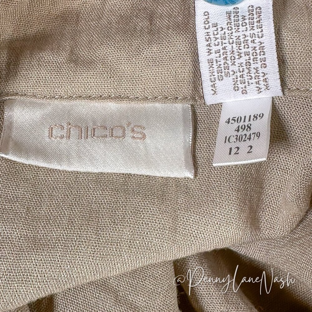 Chicos Lace Draped Open Front Jacket Size 2 Tan - Picture 4 of 12